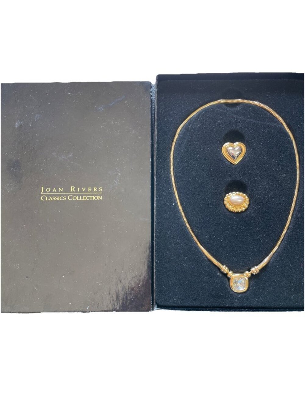 Vintage Joan Rivers 3 Pendants Heart Gold-Tone Interchangeable 17” Necklace